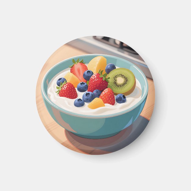 Färsk frukt yoghurt skål magnet (Framsidan)
