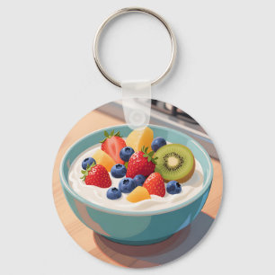 Färsk frukt yoghurt skål nyckelring