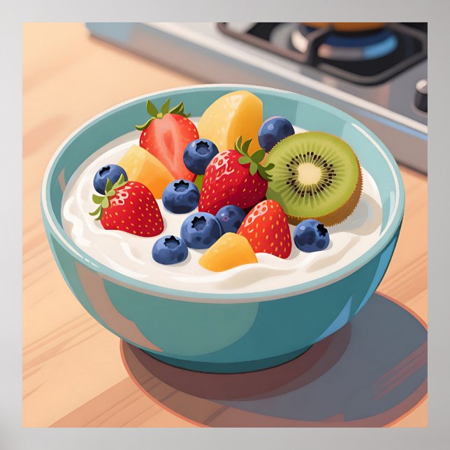 Färsk frukt yoghurt skål poster (Framsidan)