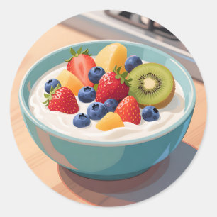 Färsk frukt yoghurt skål runt klistermärke