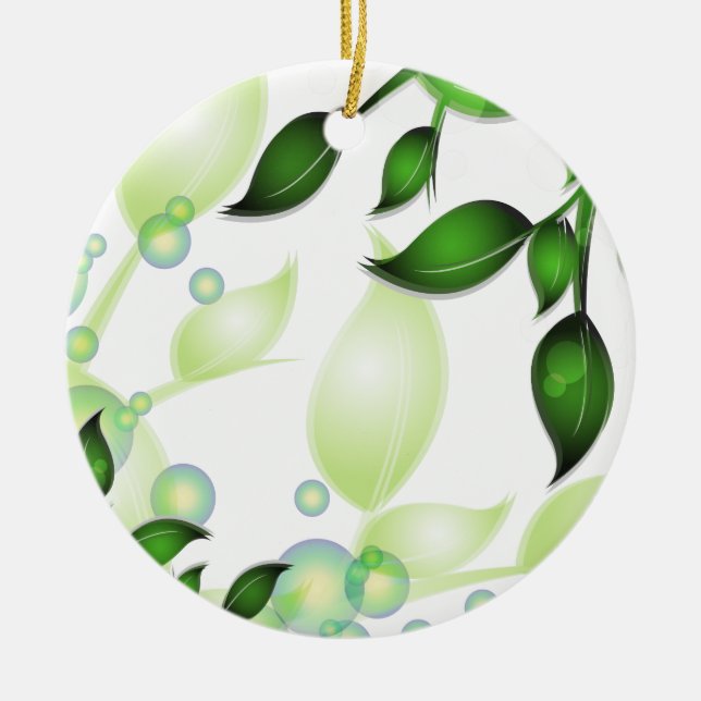 Färsk Garden Löv på White Julgransprydnad Keramik (Framsidan)