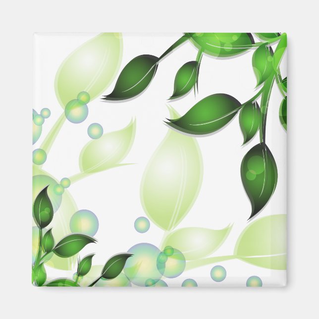 Färsk Garden Löv på White Magnet (Framsidan)