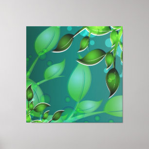 Färsk Garden Lövs Teal Wrapped Canvas