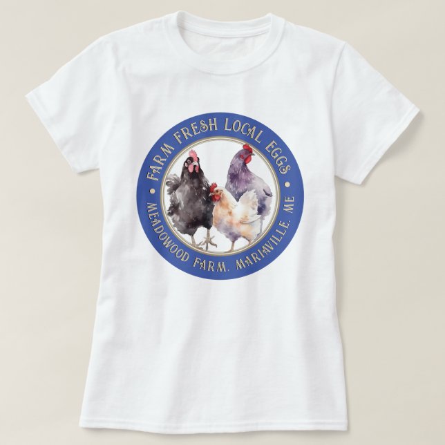 Färsk gårdsuppfödningsmarknad för lokala ägg T-shi T Shirt (Design framsida)