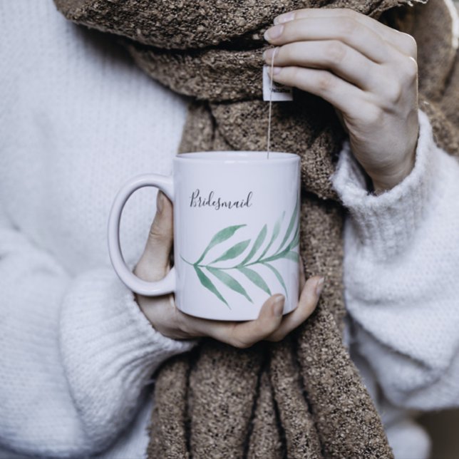 Färsk grön Modern Watercolor Bridesmaid Kaffemugg (Skapare uppladdad)