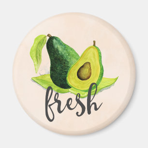 Färsk Grönt Avocado still Life Fruit in Watercolor Magnet
