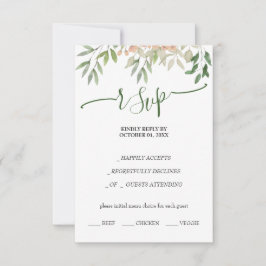 Färsk Grönt Blommigt Vattenfärg Hand-målad OSA Kort