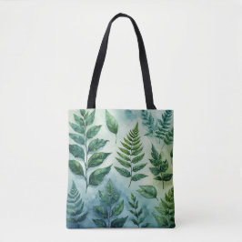 Färsk Grönt Fern Botanical Tote Tygkasse