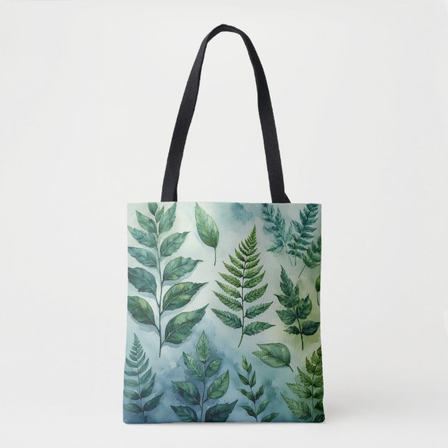Färsk Grönt Fern Botanical Tote Tygkasse (Framsida)
