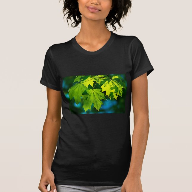 Färsk grönt, kapsel löv tee shirt (Framsida)