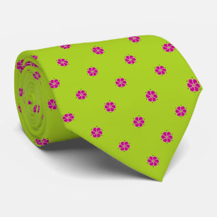 Färsk grönt med rosa blomma mönster slips