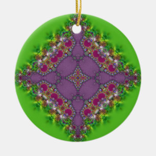 Färsk Grönt + Rosa Lacy Design Ornament