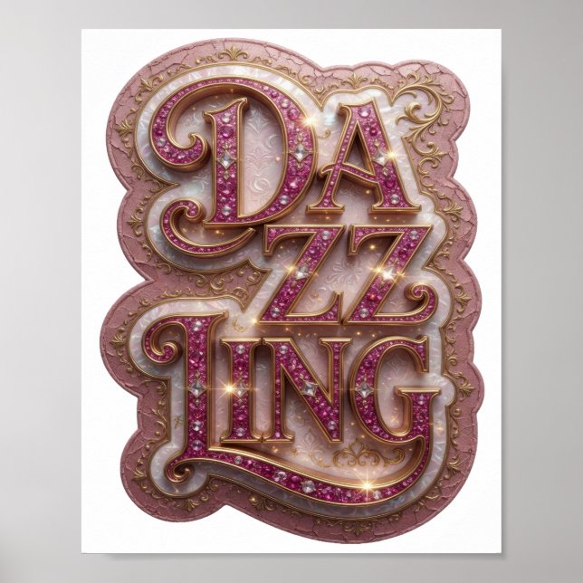Färsk guld BLÄNDANDE slogan design Poster (Framsidan)
