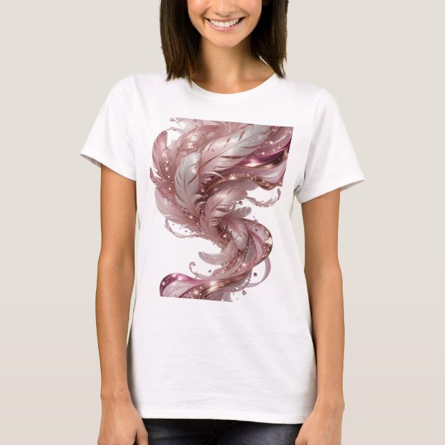 Färsk Guld FANTASY FJÄDRAR Text Design T Shirt (Framsida)