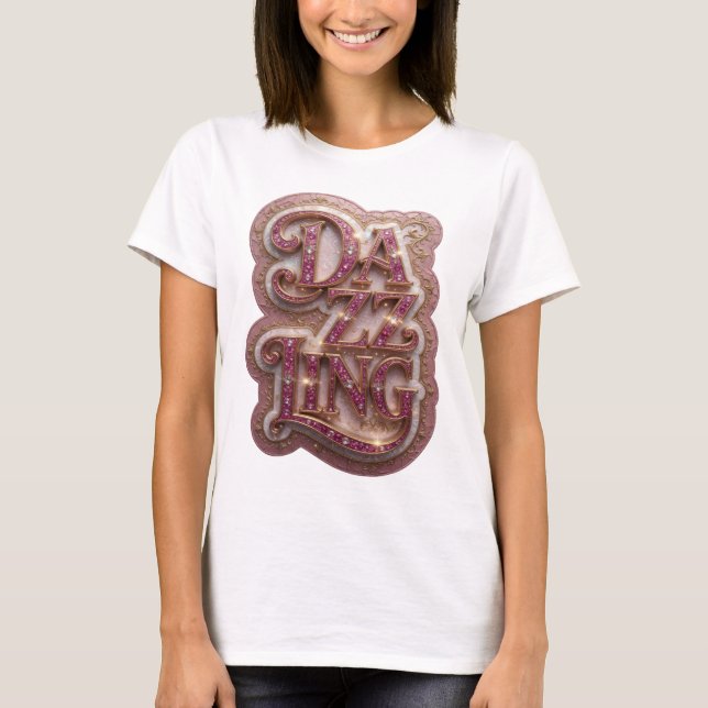Färsk guldstrålande slogan-design t shirt (Framsida)