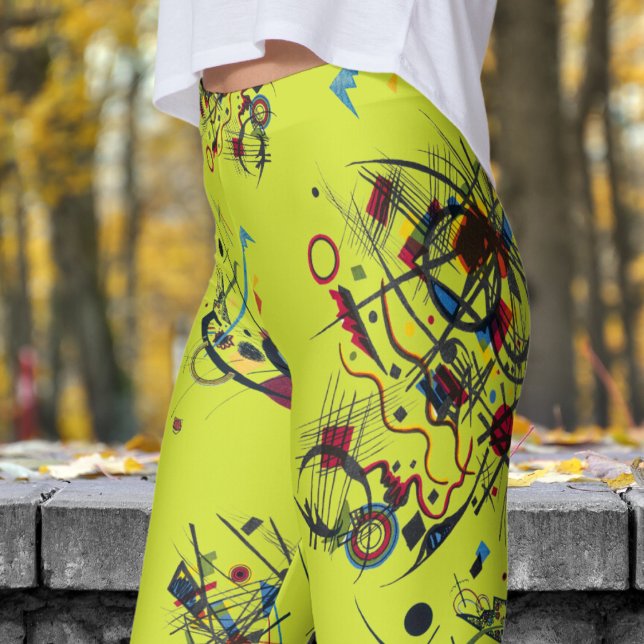 Färsk Gult Abstrakt Mönster Leggings (Abstract on Pear)