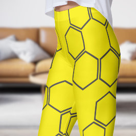 Färsk Gult Honung Hive Mönster Leggings