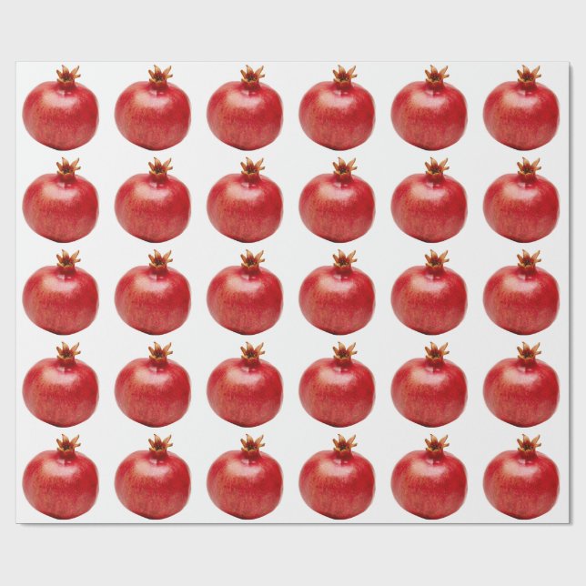 Färsk hel röd granatäpple frukt Hälsosam mat konst Presentpapper (Platt)