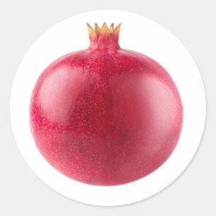 Färsk hel röd granatäpple frukt Hälsosam mat konst Runt Klistermärke
