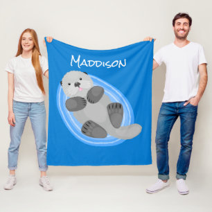 Färsk illustration av den blåa tecknaden Cute ly Fleecefilt
