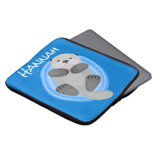 Färsk illustration av havsblått i lycklig laptop fodral