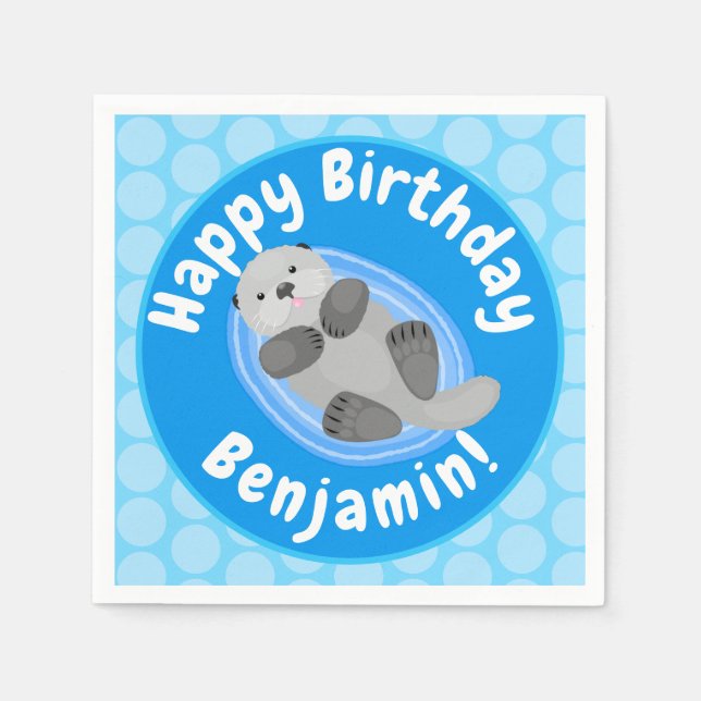 Färsk illustration av havsblått i lycklig pappersservett (Framsidan)