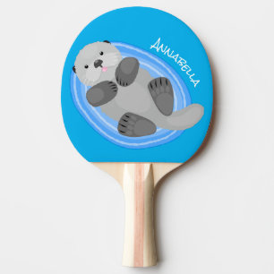 Färsk illustration av havsblått i lycklig pingisracket