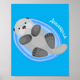 Färsk illustration av havsblått i lycklig poster