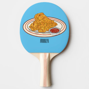 Färsk illustration av tecknaden av kyckling pingisracket