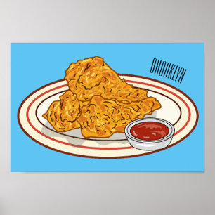Färsk illustration av tecknaden av kyckling poster