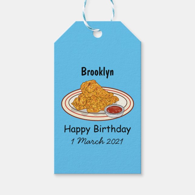 Färsk illustration av tecknaden av kyckling presentetikett (Framsidan)