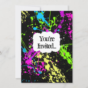 Färsk inbjudan till Retro Neon Paint Splatter-part