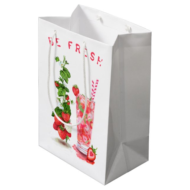 Färsk Jordgubb Drink Gåvobag - Anpassad Text (Baksidan Vinklad)