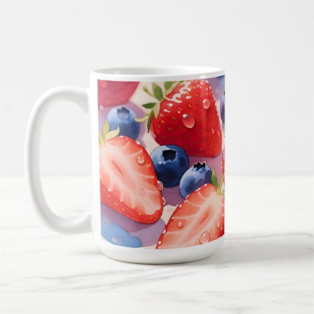 Färsk jordgubb och blåbärsspridning kaffemugg (Vänster)