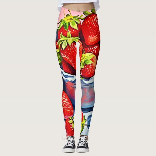 Färsk jordgubbs skål leggings (Framsida)