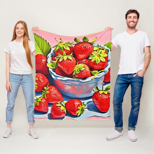 Färsk jordgubbsslipp fleecefilt (På plats)