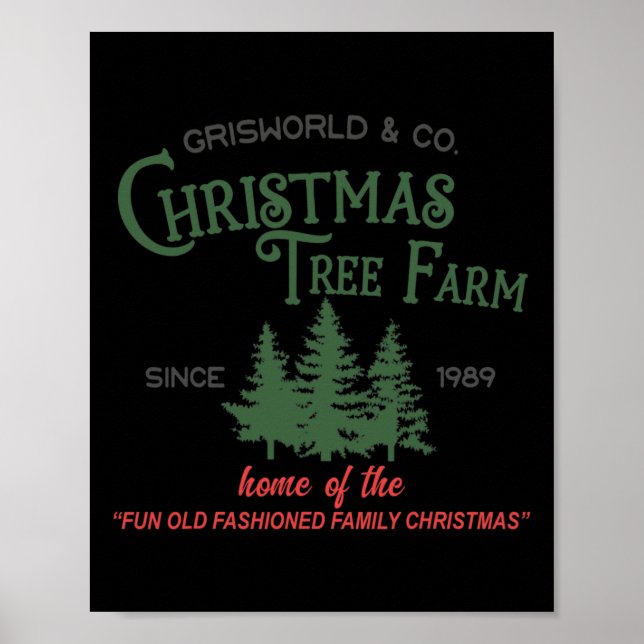 Färsk Julgranar Vintage Retro Julafton Träd Gräs Poster (Framsidan)