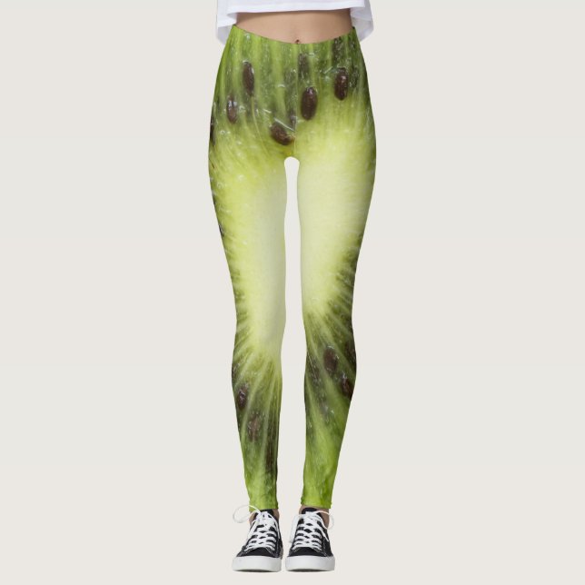 Färsk kiwifrukt. Rund segmentstängning isolerad Leggings (Framsida)