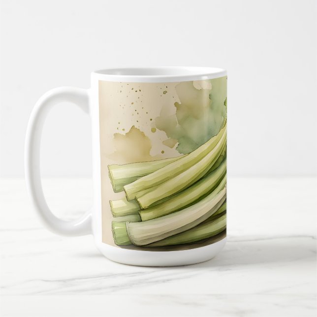 Färsk Knippe Selleri Akvarell Kaffemugg (Vänster)