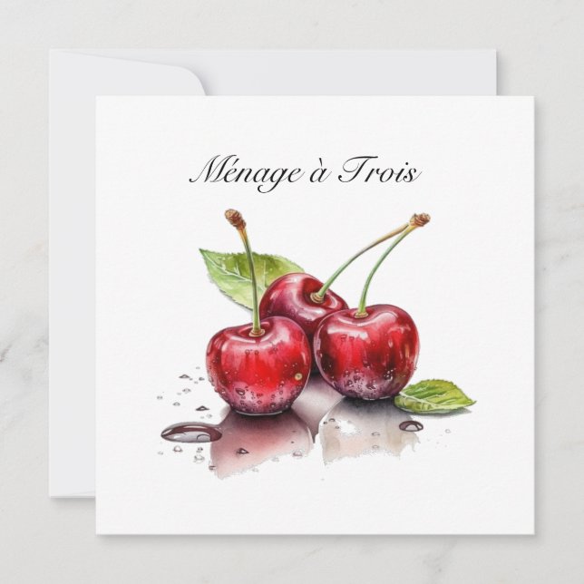 Färsk körsbärstrio i vattenfärg, anpassningsbar (Framsida)