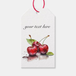 Färsk Körsbärstriot i Vattenfärg, anpassningsbar Presentetikett
