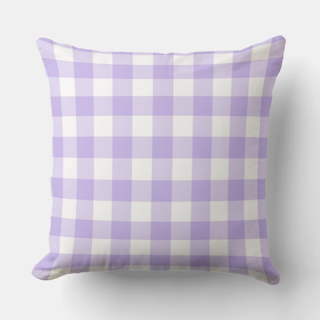 Färsk Land Lavender gingham Mönster Kudde (Framsida)