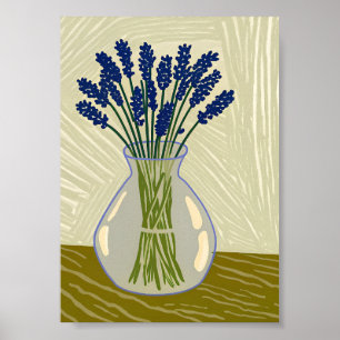 Färsk Lavendel i Glasvas Konsttryck Minimalistisk Poster