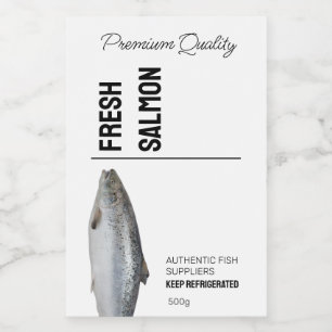 Färsk laxfiskproduktsetikett mat etikett