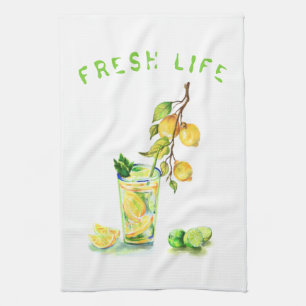Färsk Lemon Drink Kitchen Towel - Anpassningsbar T Kökshandduk