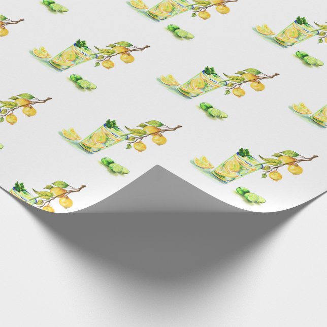Färsk Lemon Drink Lemons Wrapping Papper Presentpapper (Hörn)