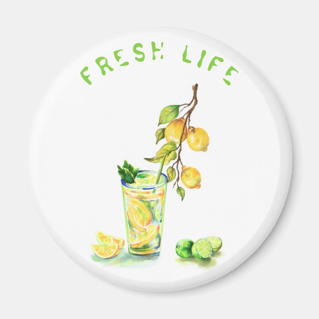 Färsk Lemon Drink Magnet Gift - Anpassningsbar Tex (Framsidan)