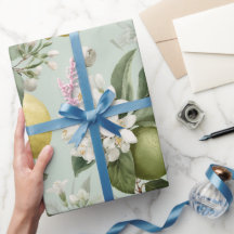 Färsk Mintgrön Citronblomster Vattenfärg Mönster