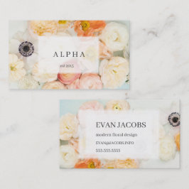 Färsk modern vallmoanemone ranuculus ro-blomma visitkort