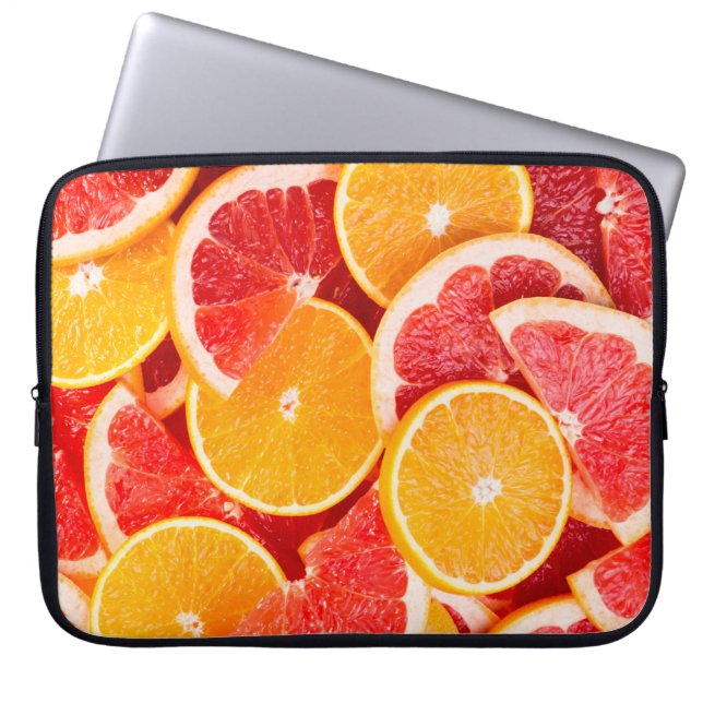 Färsk mogen orange och grapefruit background backg laptop fodral (Framsidan)